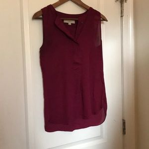 Loft Burgundy Printed Button Tank